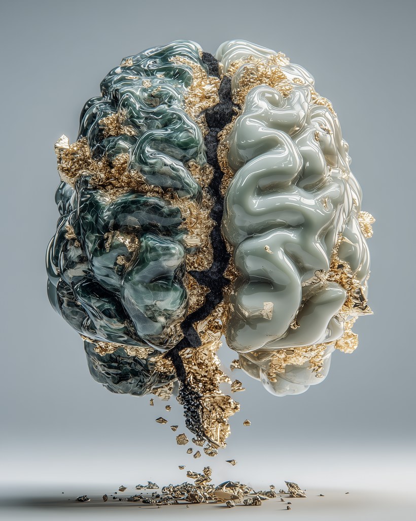 A fractured brain representing stroke